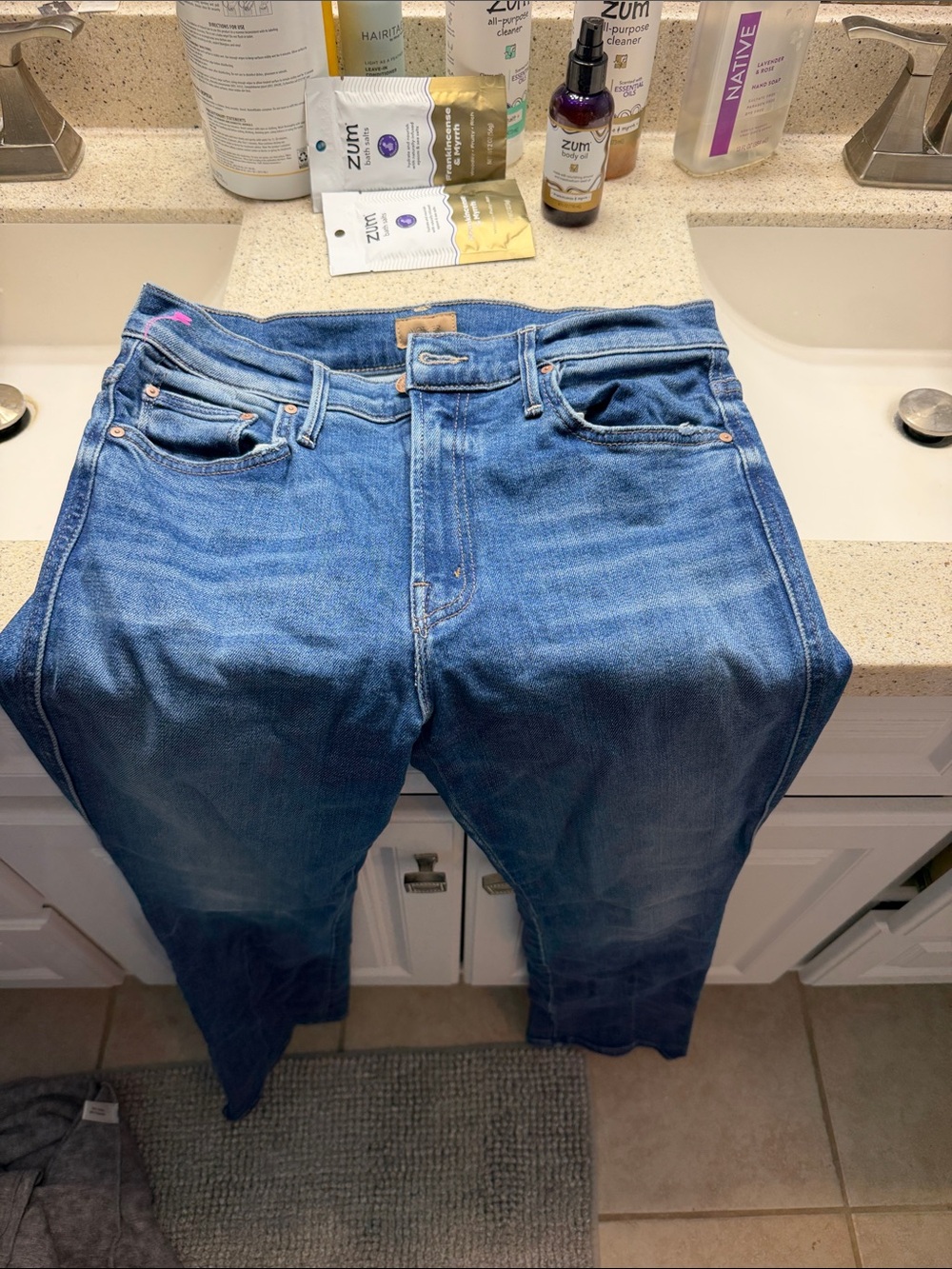 MOTHER Straight Leg Jeans in Blue Denim - Picture 5 of 5